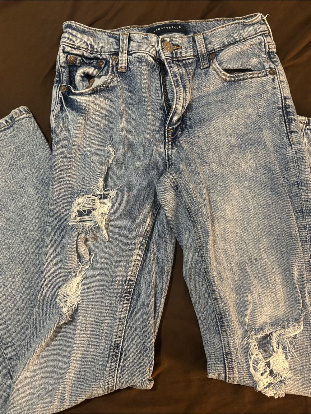 Aeropostale Faded Light Blue Distressed Boyfriend Jeans